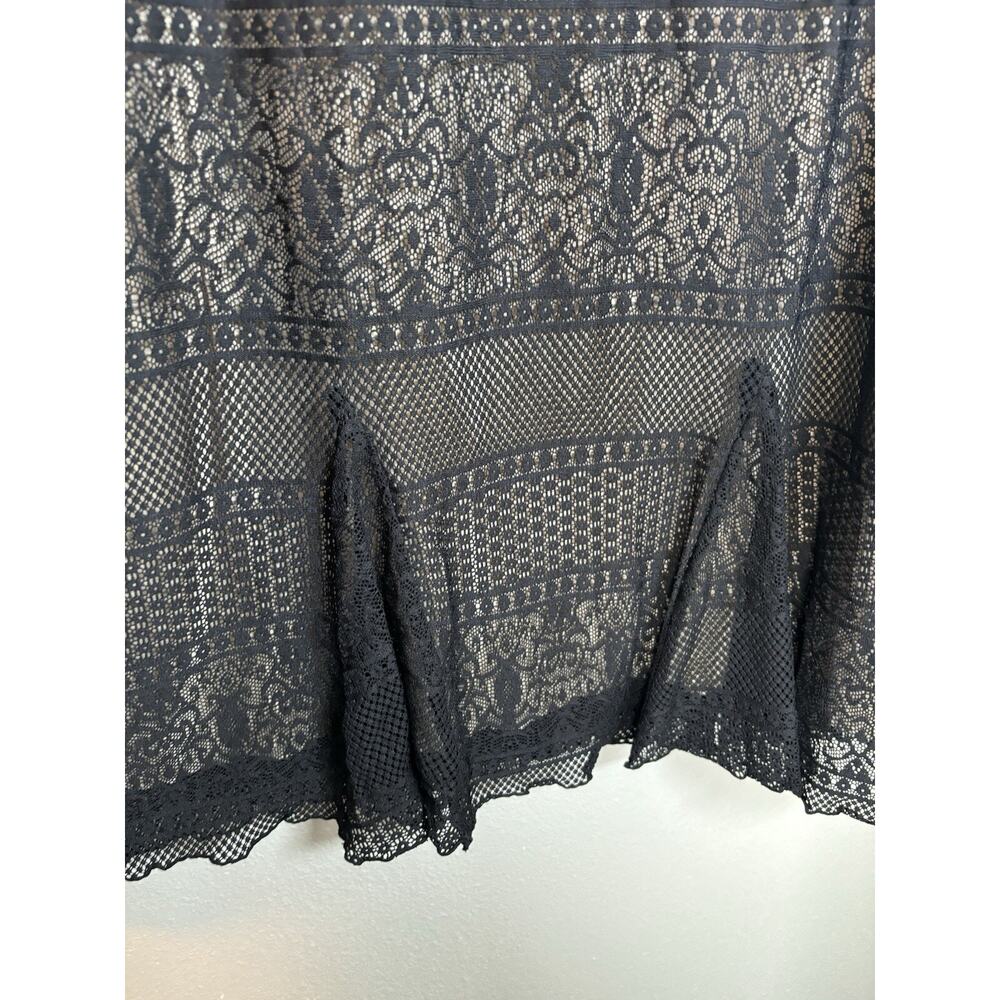 IDEOLOGY Lace Sheath Dress Medium Black W/ Beige Underlayer Cocktail Sleeveless - Picture 4 of 7